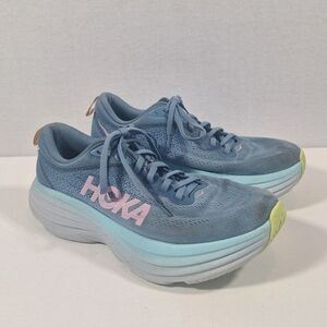 Hoka One One Bondi 8 Blue Running Sneakers 1127952 SSK Womens Size 9 Wide
